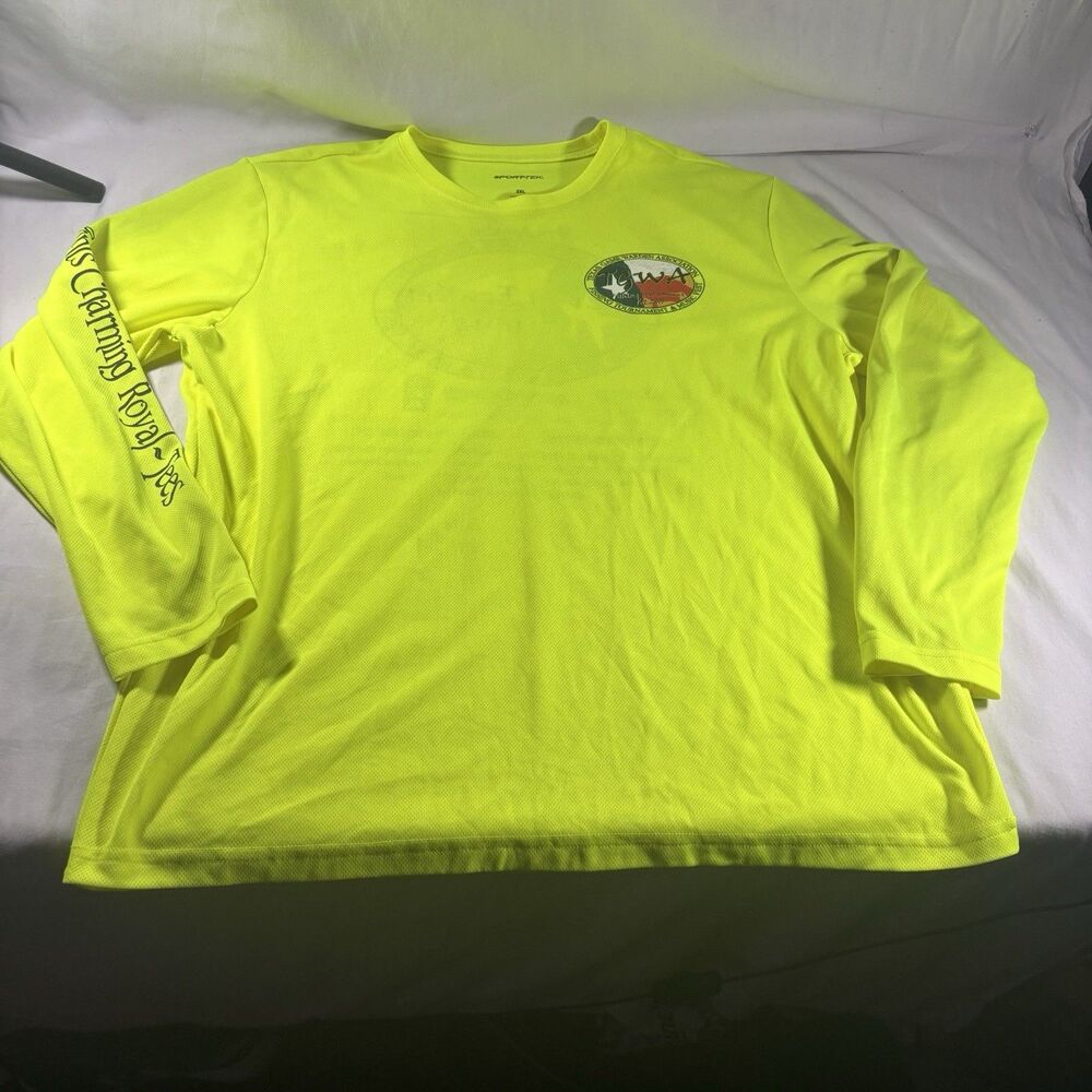 Sport-Tek Neon Yellow Long Sleeve Performance Shirt 2XL Kevin Fowler Fishing TX